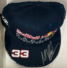 Load image into Gallery viewer, MAX VERSTAPPEN Signed F1 Red Bull Racing Cap &amp; Championship Print Display
