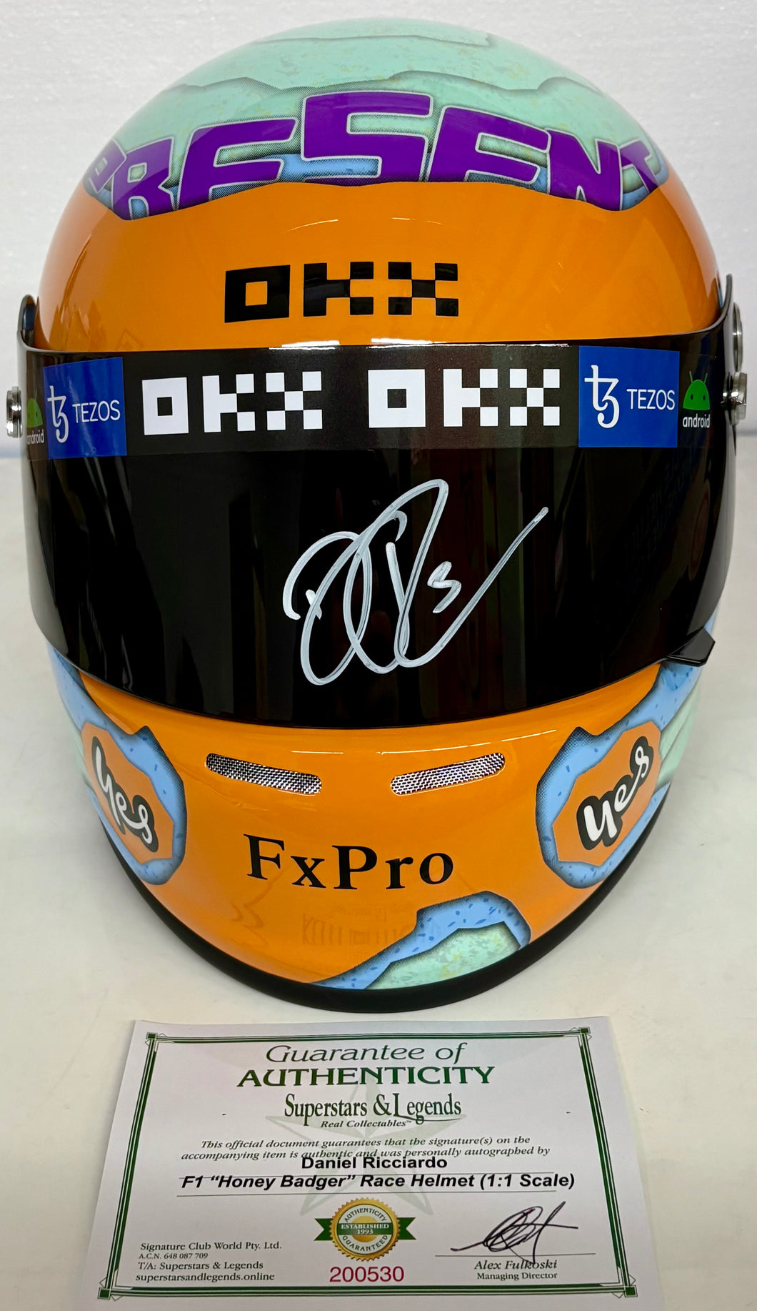 DANIEL RICCIARDO Signed “Honey Badger” F1 Helmet