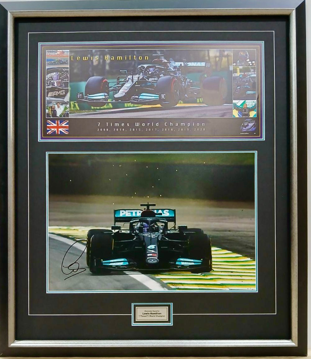 LEWIS HAMILTON Signed F1 Mercedes Photo & Print Display