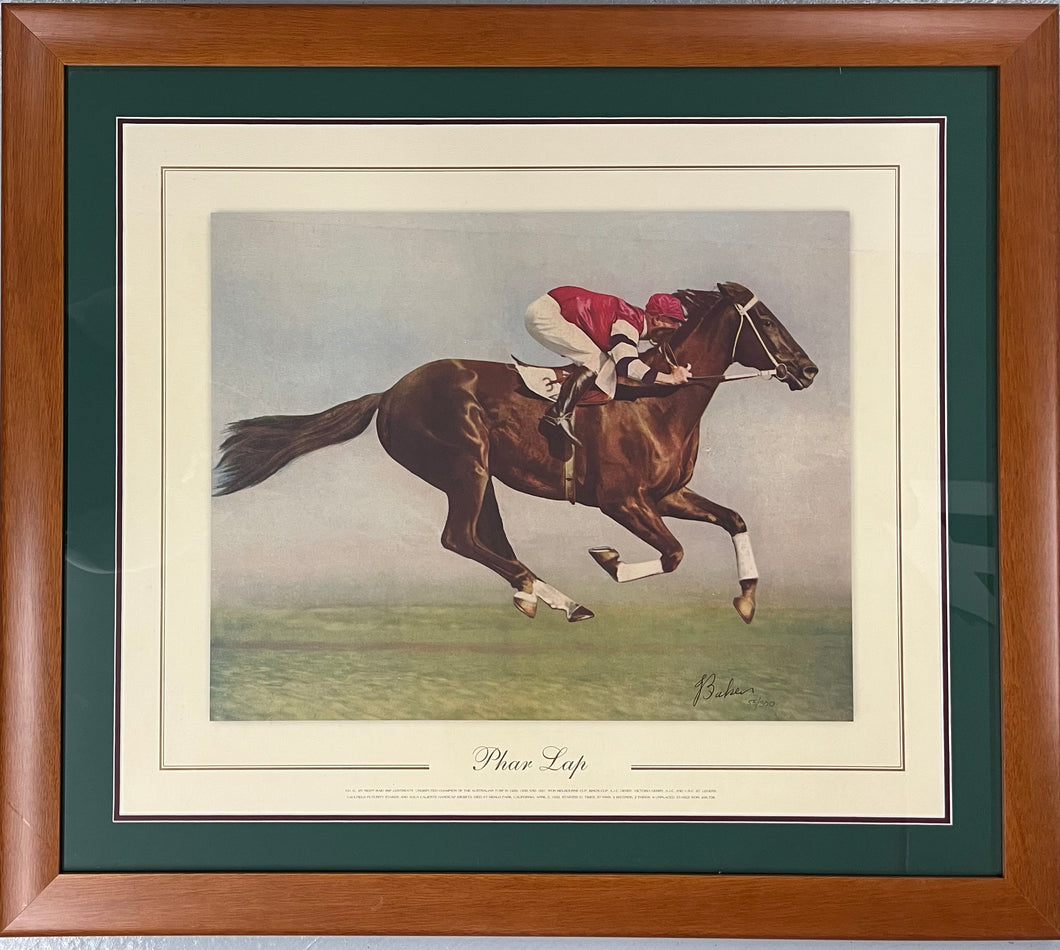 PHAR LAP - Jack Baker Signed Limited Edition Print Display