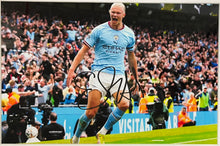 Load image into Gallery viewer, ERLING HAALAND Signed Manchester City Treble Photo Collage Display
