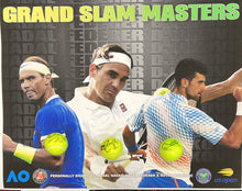 Load image into Gallery viewer, ROGER FEDERER, RAFAEL NADAL &amp; NOVAK DJOKOVIC Signed Tennis Balls Display
