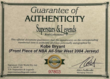 Load image into Gallery viewer, KOBE BRYANT Signed NBA All-Star West 2004 Jersey Piece &amp; Photo Collage Display
