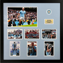 Load image into Gallery viewer, ERLING HAALAND Signed Manchester City Treble Photo Collage Display
