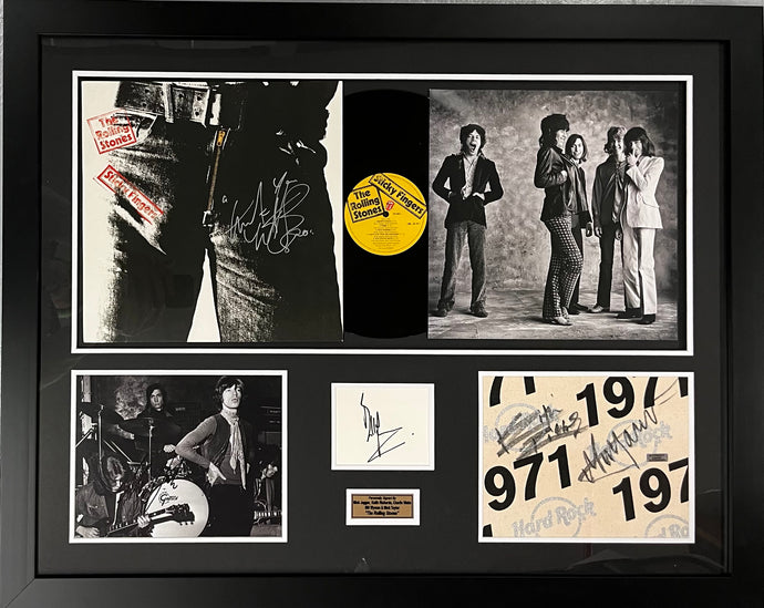 The Rolling Stones Sticky Fingers signed album display