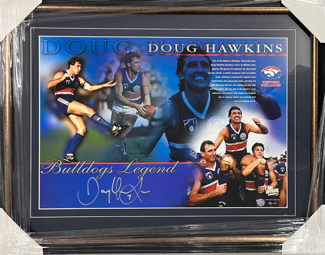 Doug Hawkins Remonstrating Doug Hawking Signed Bulldogs Legend AFL Lithograph - Framed ...