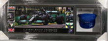 Load image into Gallery viewer, LEWIS HAMILTON Signed Mercedes F1 Team Cap &amp; Championship Print Display
