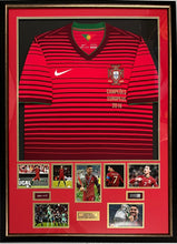 Load image into Gallery viewer, CRISTIANO RONALDO Signed Photo &amp; Portugal 2016 European Champions Jersey Display
