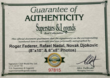 Load image into Gallery viewer, ROGER FEDERER, RAFAEL NADAL &amp; NOVAK DJOKOVIC Signed Photos Display
