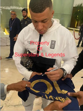 Load image into Gallery viewer, KYLIAN MBAPPE “2018 &amp; 2022 World Cup” Signed France Jersey &amp; Photo Collage Display
