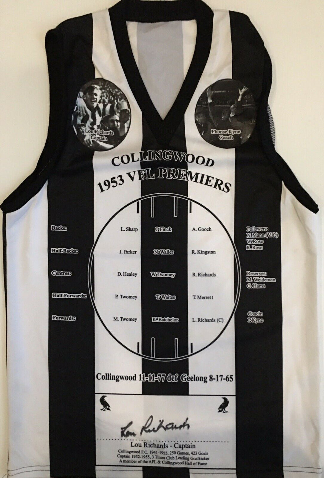 Lou Richards Signed Jumper Front View