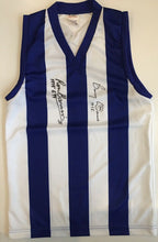 Load image into Gallery viewer, Unframed BARRY DAVIS &amp; RON BARASSI “1975 Premiers” Signed North Melbourne Jumper
