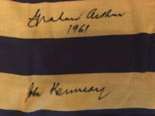 Load image into Gallery viewer, Unframed GRAHAM ARTHUR &amp; JOHN KENNEDY Signed &quot;1961 Premiers&quot; Vintage Hawthorn Jumper
