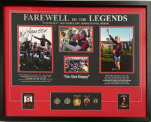 Load image into Gallery viewer, JAMES HIRD &amp; KEVIN SHEEDY &quot;Farewell to the Legends - Captain &amp; Coach” Signed Photo Collage &amp; Medals Display
