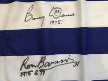 Load image into Gallery viewer, Unframed BARRY DAVIS &amp; RON BARASSI “1975 Premiers” Signed North Melbourne Jumper
