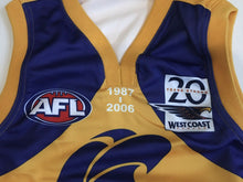 Load image into Gallery viewer, Unframed JOHN WORSFOLD &amp; MICK MALTHOUSE Signed “West Coast Eagles 20 Years 1987-2006” Jumper
