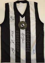 Load image into Gallery viewer, Unframed NATHAN BUCKLEY, TONY SHAW, LOU RICHARDS &amp; MURRAY WEIDEMAN Signed Collingwood “Hall of Fame” Jumper
