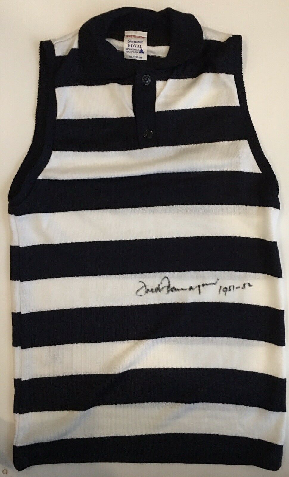 Unframed FRED FLANAGAN Signed “1951 & 1952 Premiership Captain” Vintage Geelong Jumper