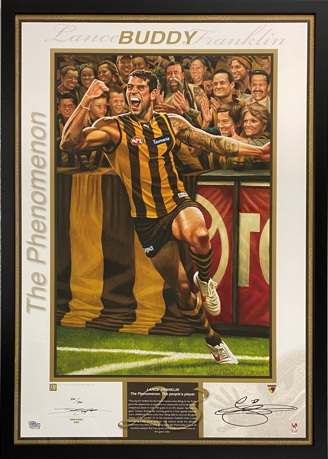 LANCE FRANKLIN Signed “The Phenomenon” Jamie Cooper Print Display