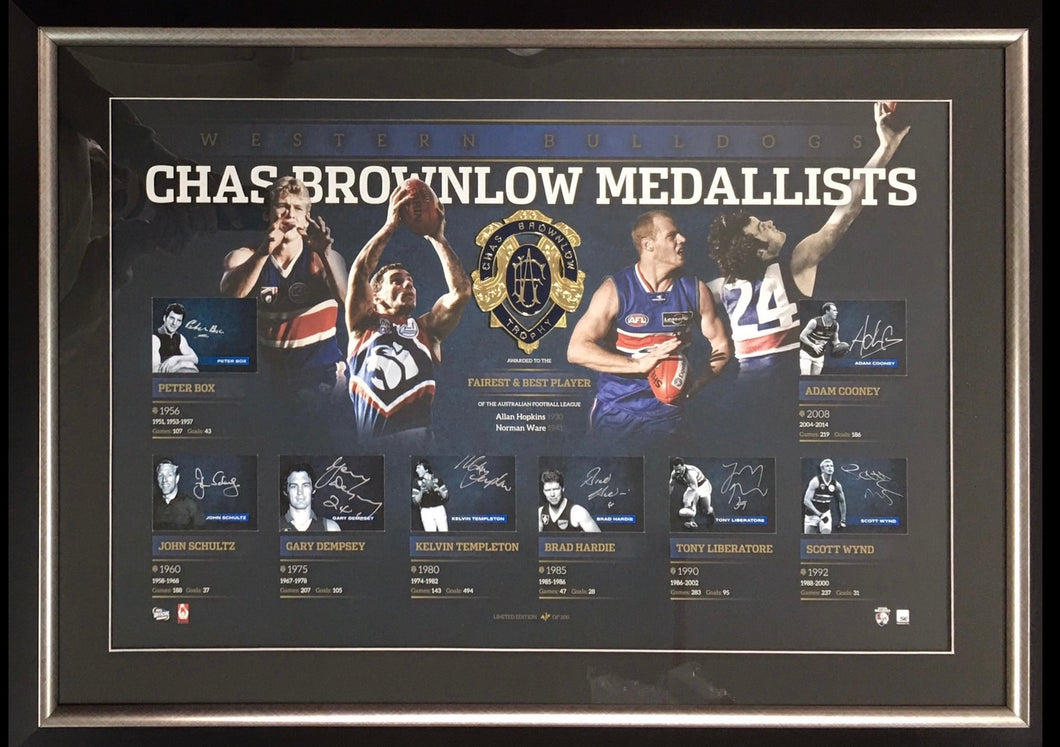 Bulldogs Brownlow Medallists 8-Signed Lithograph Display