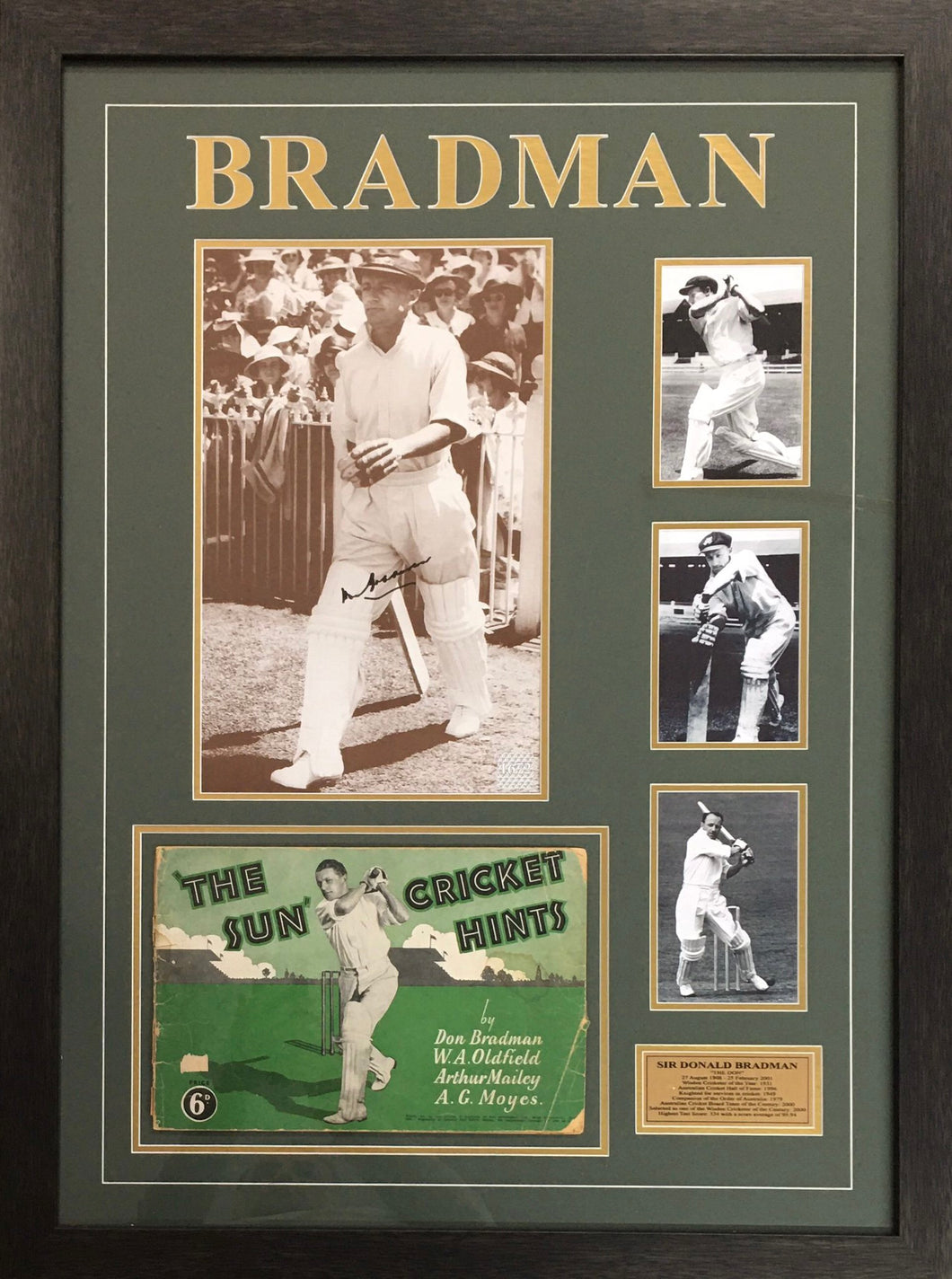 DON BRADMAN Signed Photo & Book Display