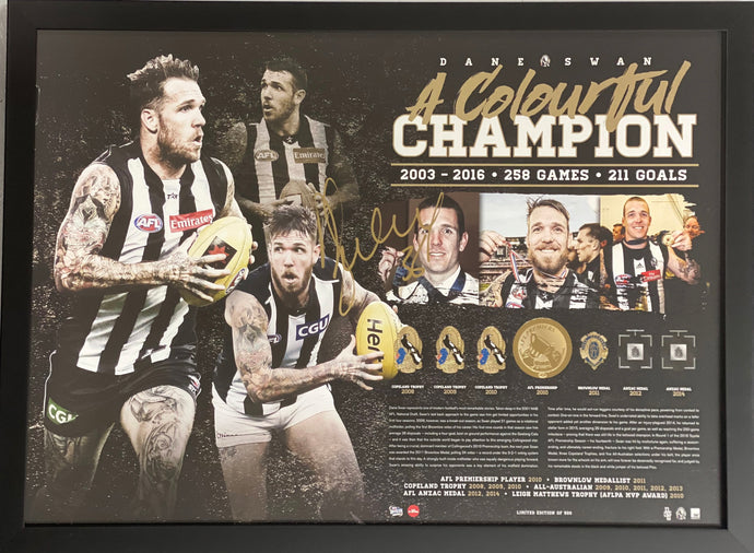 Dane Swan signed A Colourful Champion 2003-2016 Collingwood print