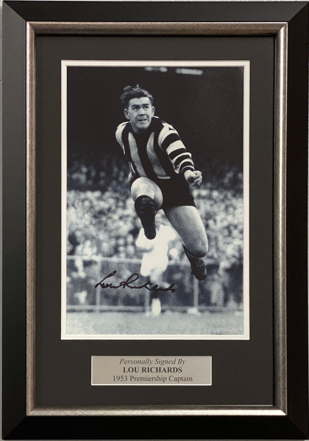 LOU RICHARDS Signed “1953 Premiership Captain” Photo Display