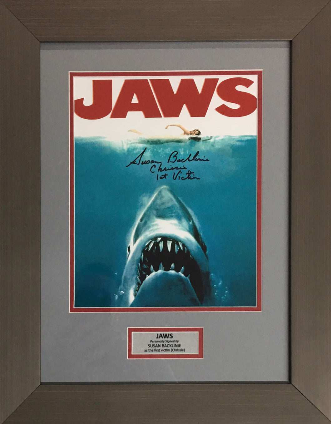 JAWS - Susan Backlinie “1st Victim” Signed Photo Display