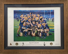 Load image into Gallery viewer, MELBOURNE STORM “The Year of the Storm - 1999 NRL Premiers” Team Signed Lithograph Display
