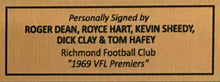 Load image into Gallery viewer, ROGER DEAN, ROYCE HART, KEVIN SHEEDY, DICK CLAY &amp; TOM HAFEY Signed “1969 Premiers” Photo Collage Display
