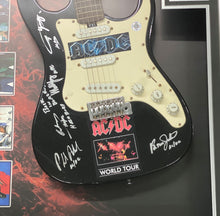 Load image into Gallery viewer, ACDC - Angus &amp; Malcolm Young, Brian Johnson, Cliff Williams &amp; Phil Rudd Signed Guitar Display
