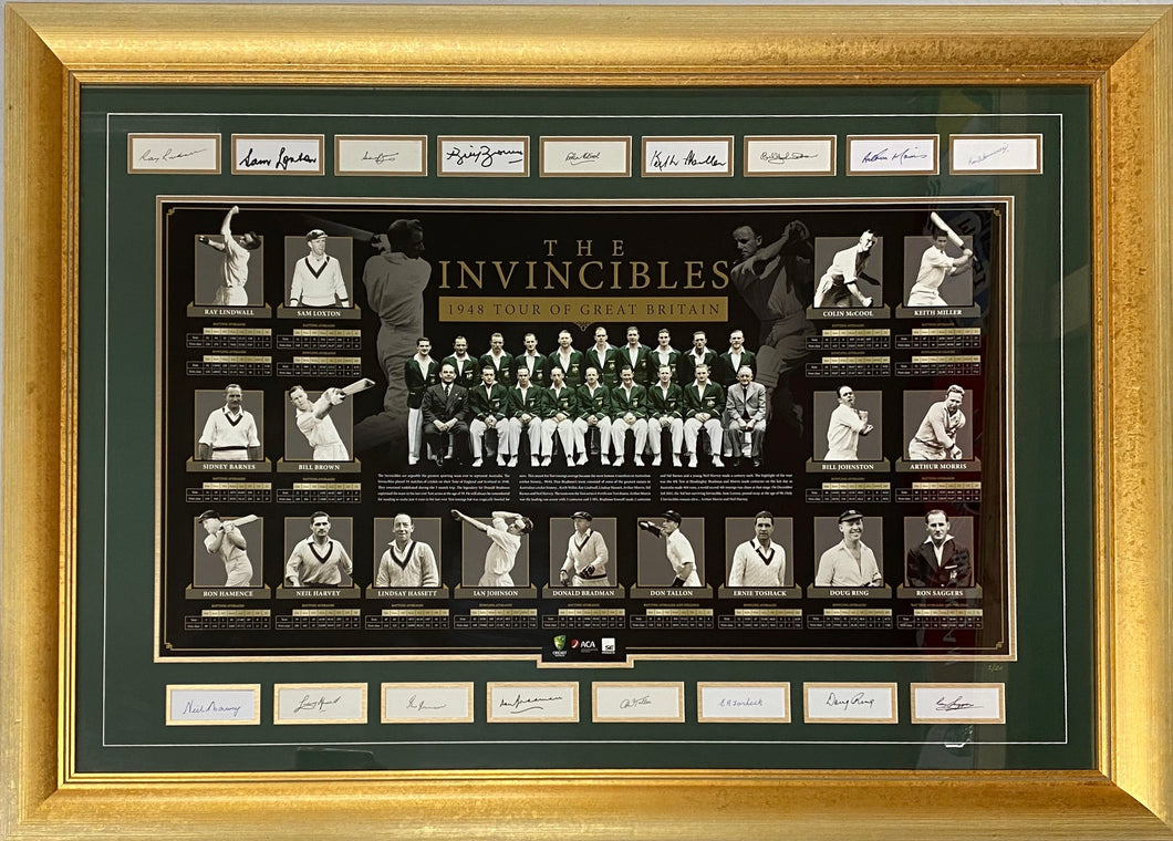 DON BRADMAN & 1948 Invincibles Team Signed Print Display