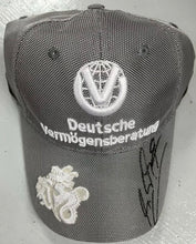 Load image into Gallery viewer, MICHAEL SCHUMACHER “Scuderia Ferrari” Signed Cap &amp; Championship Print Display
