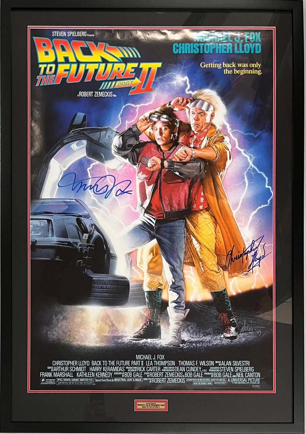 BACK TO THE FUTURE 2 - Michael J Fox & Christopher Lloyd Signed Movie Poster Display