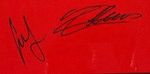 Load image into Gallery viewer, CHARLES LECLERC &amp; CARLOS SAINZ Signed F1 Scuderia Ferrari Shirt Display
