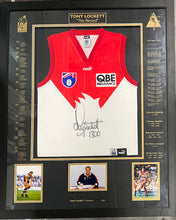 Load image into Gallery viewer, TONY LOCKETT Signed “1300 Goals” Sydney Swans Jumper Display
