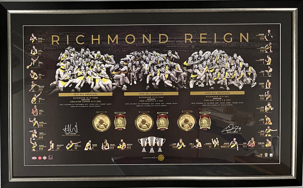 DUSTIN MARTIN & TRENT COTCHIN “Richmond Reign” Signed Lithograph Display