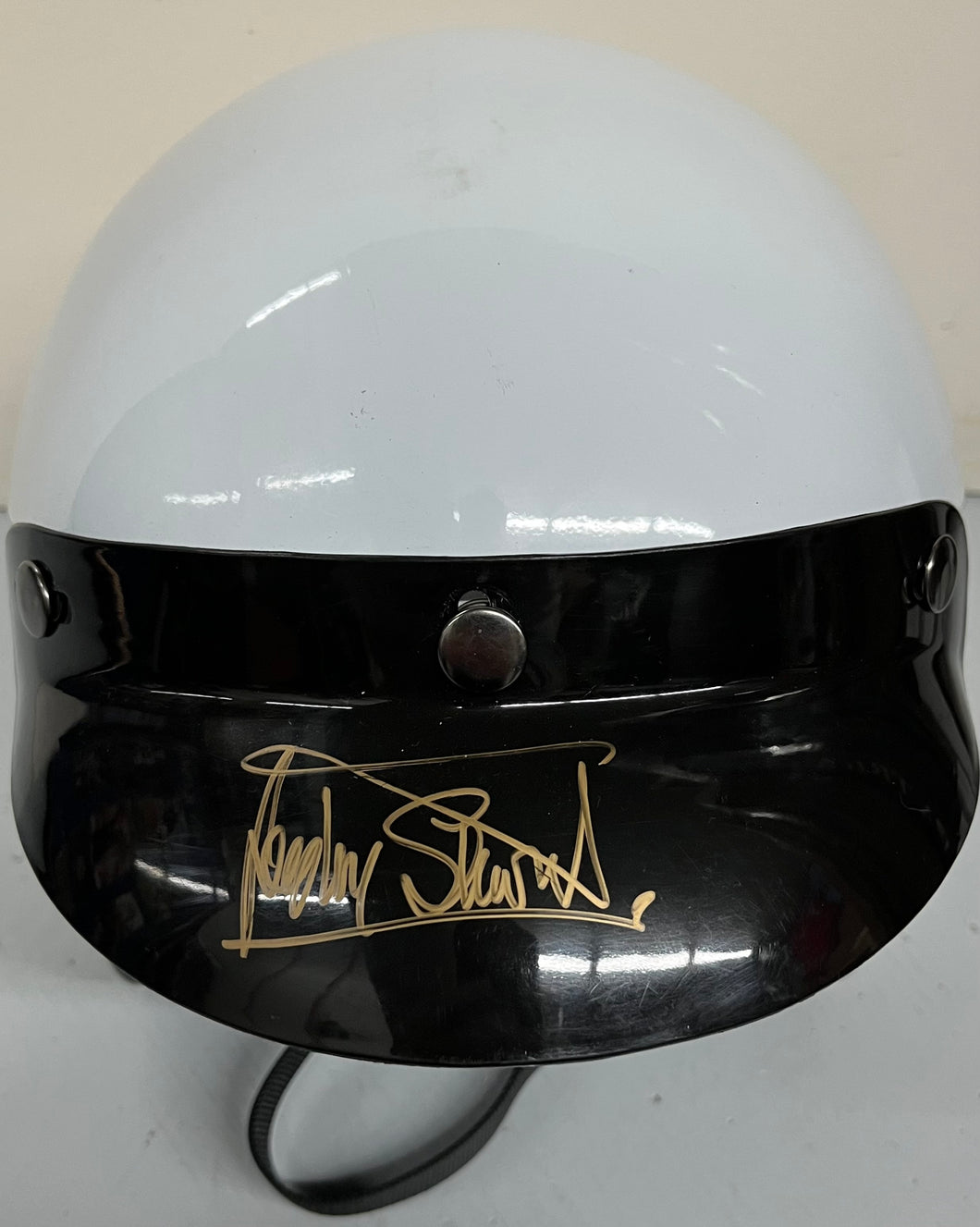 Jackie Stewart signed a full-size F1 helmet, a 3-time champion.