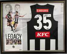 Load image into Gallery viewer, PETER &amp; NICK DAICOS “LEGACY” Signed #35 Collingwood Jumper Display
