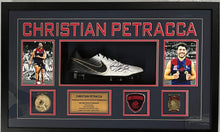 Load image into Gallery viewer, CHRISTIAN PETRACCA Signed &amp; Match Worn “2021 AFL Premiership Season” Boot Display
