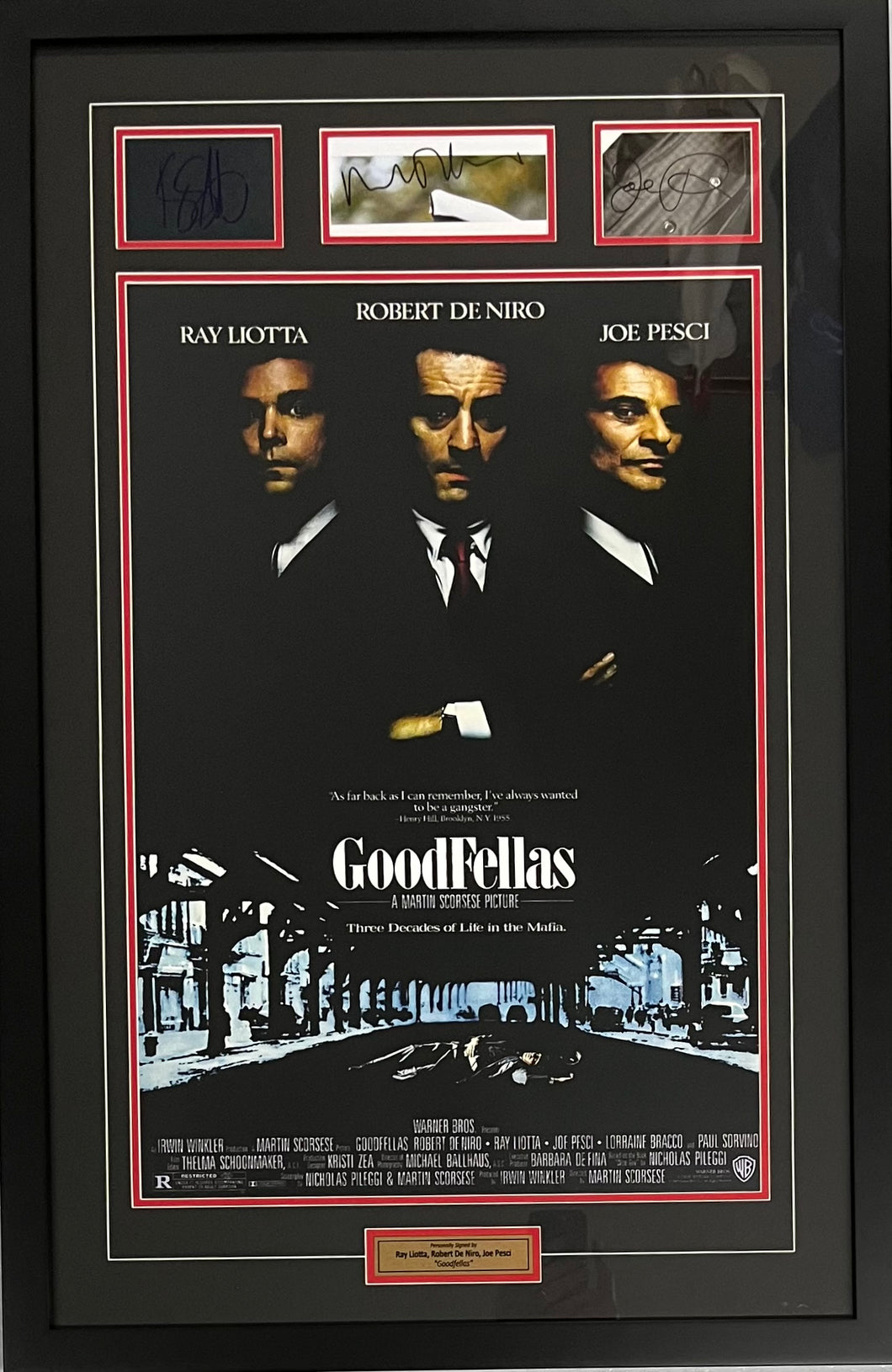 GOODFELLAS - ROBERT DE NIRO, JOE PESCI & RAY LIOTTA Signed Poster Display