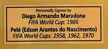 Load image into Gallery viewer, PELE &amp; DIEGO MARADONA Signed Captain Armbands &amp; Photo Collage Display
