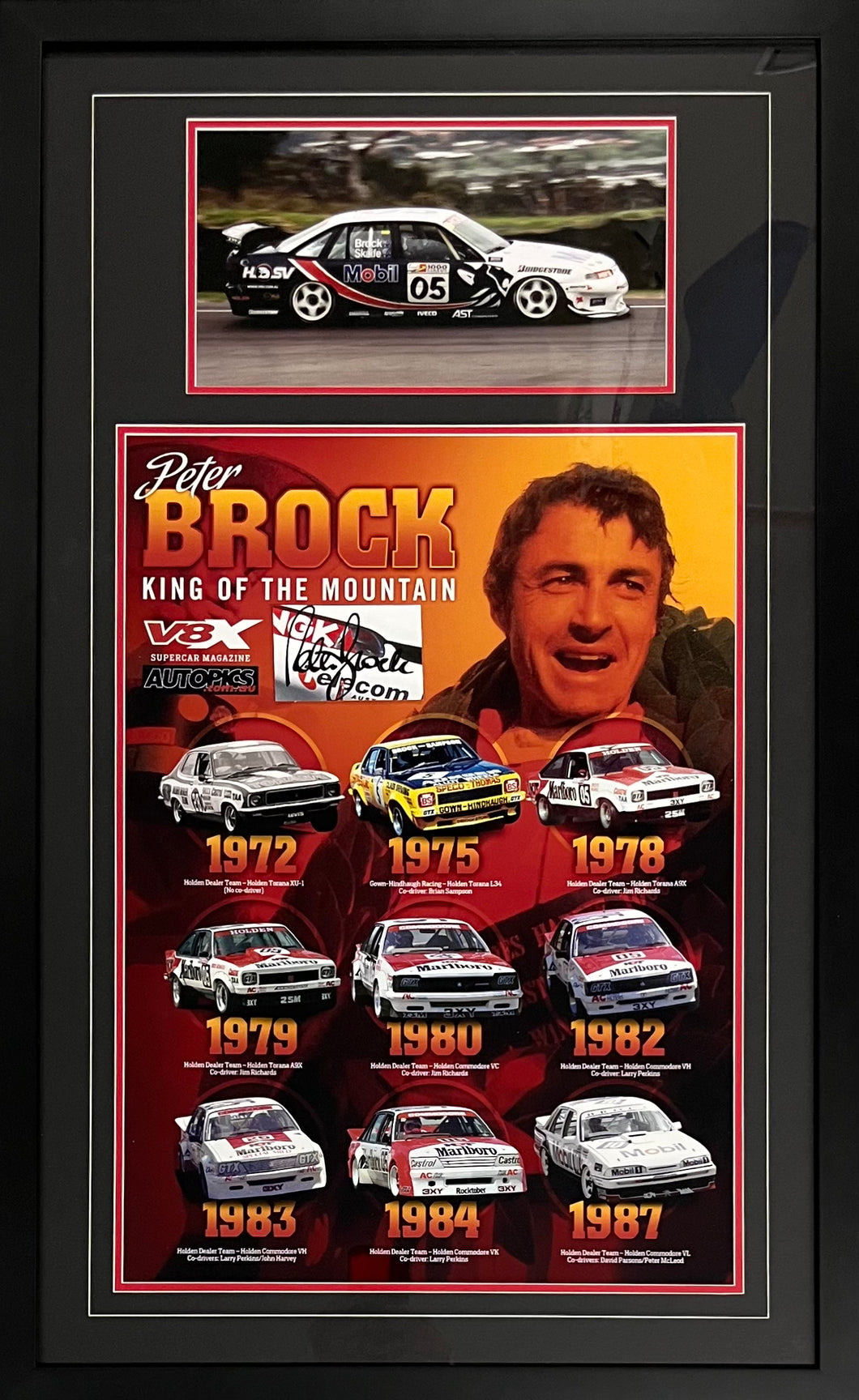 PETER BROCK Signed “King Of The Mountain” Print & Photo Display