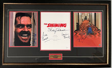 Load image into Gallery viewer, THE SHINING - Jack Nicholson, Shelley Duvall, Danny Lloyd, Lisa &amp; Louise Burns Signed Photos &amp; Script Page Display
