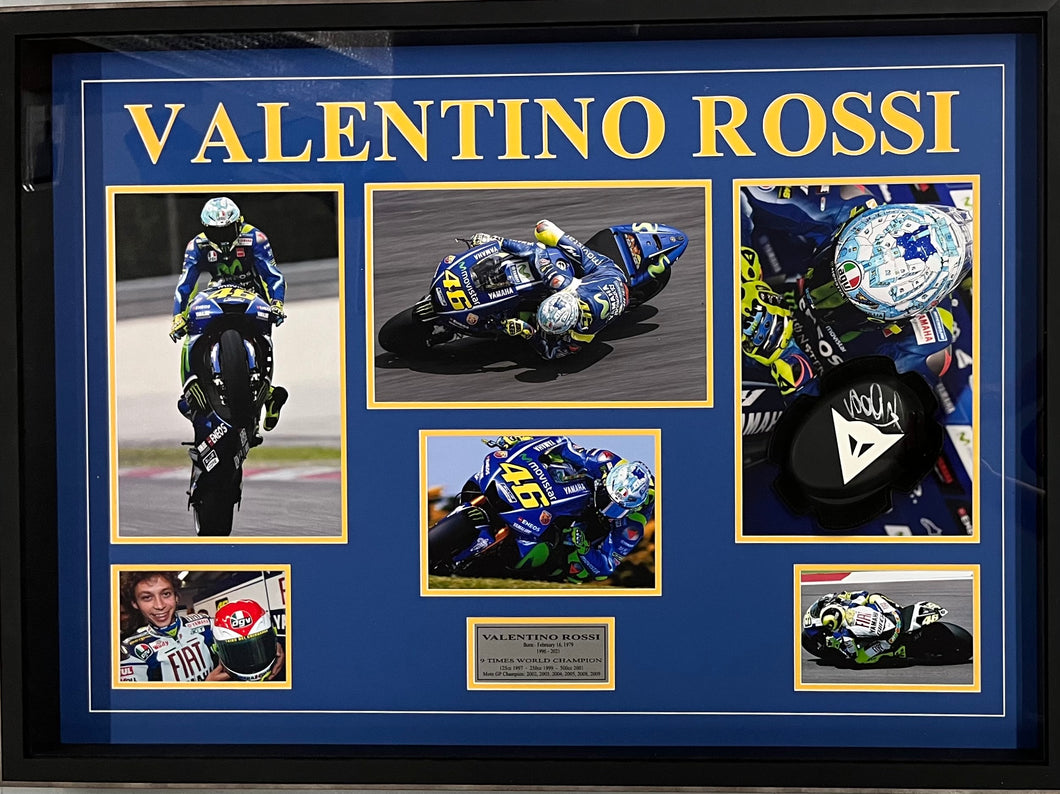 VALENTINO ROSSI Signed Knee Slider Display