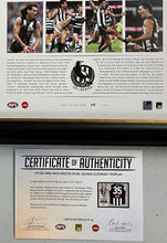 Load image into Gallery viewer, PETER &amp; NICK DAICOS “LEGACY” Signed #35 Collingwood Jumper Display
