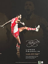 Load image into Gallery viewer, “THE GREATEST AFL GOALKICKERS” - DOUG WADE, GARY ABLETT SNR., JASON DUNSTALL, TONY LOCKETT &amp; LANCE FRANKLIN Signed “1000 Goals” Lithograph Display
