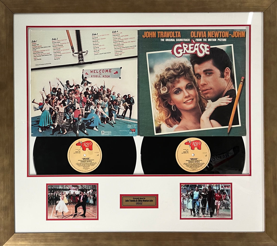 GREASE - Olivia Newton-John & John Travolta Signed Photos & Album Display