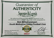 Load image into Gallery viewer, Unframed BOB SKILTON “3-Time Brownlow Medallist&quot; Signed Vintage Swans Jumper
