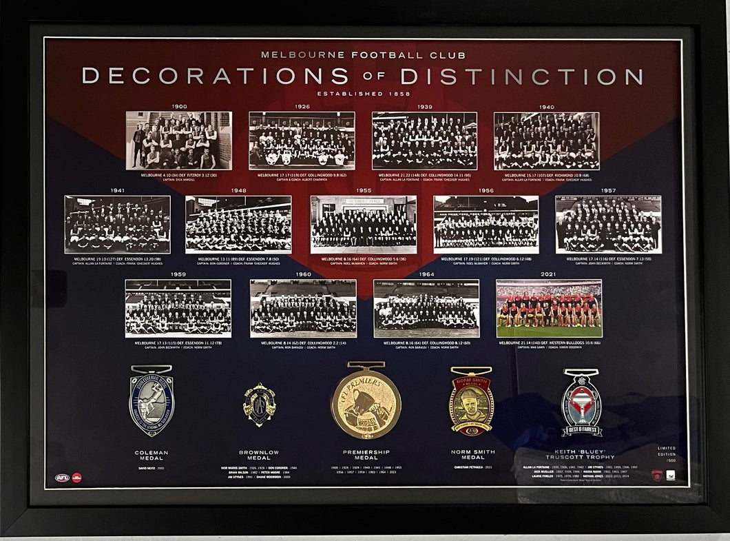 MELBOURNE FOOTBALL CLUB “Decorations of Distinction” Print & Medals Display